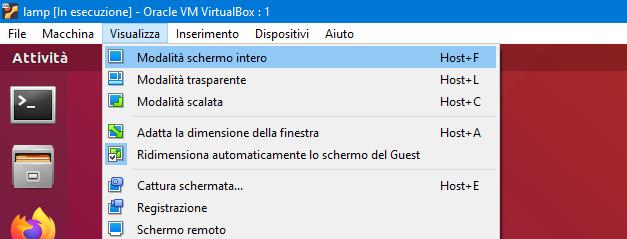 screenshot del menu di Linux Ubuntu